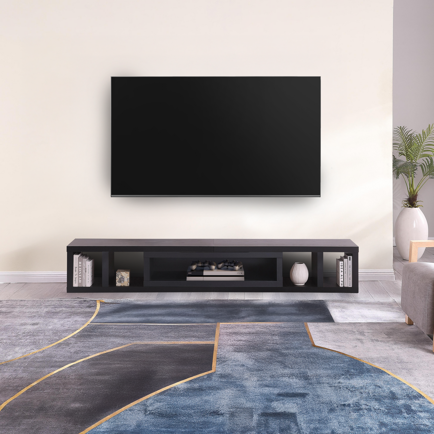 Tauris Astro Entertainment Cabinet, Extendable TV Unit, 317cm, Low Line Black Oak