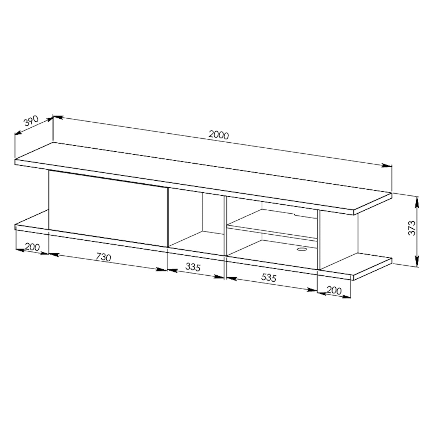 Tauris Auldrin 2000 Floating Entertainment Unit, Hovering Wall Mount Cabinet Dark Oak