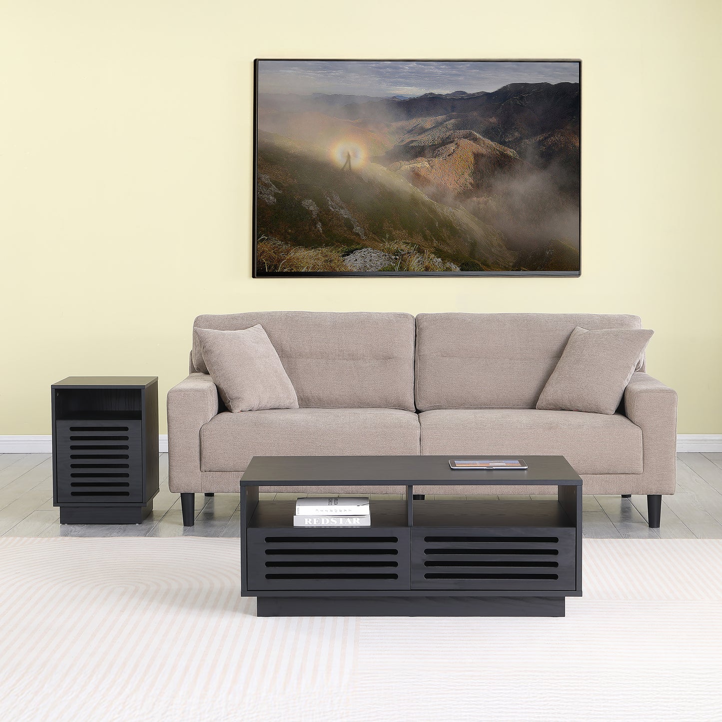 Tauris BURBANKCTBO Coffee Table – Black Oak Finish with Drawers & Shelves