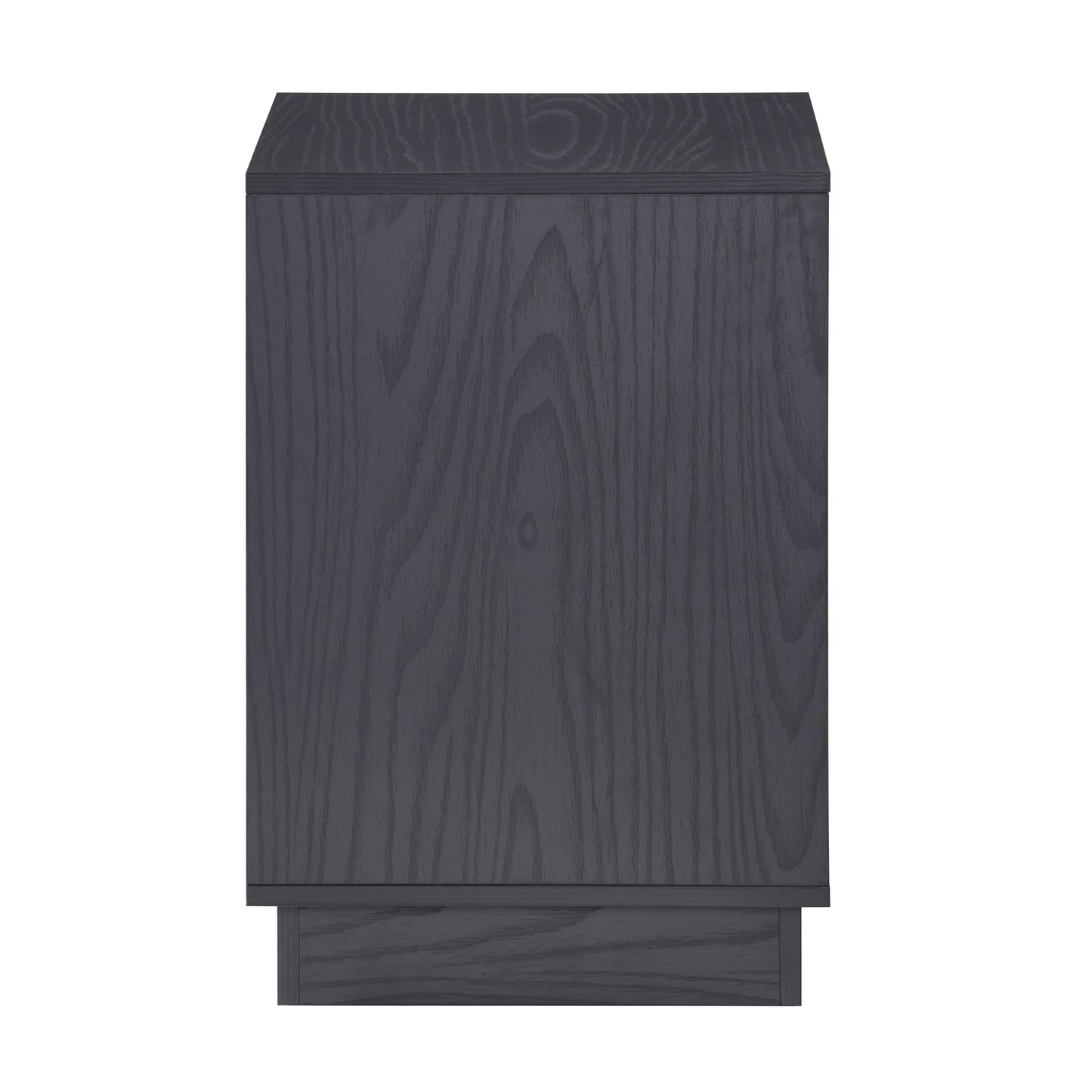 Tauris BURBANKETBO Side Table – Black Oak Finish with Slotted Door & Storage Shelves
