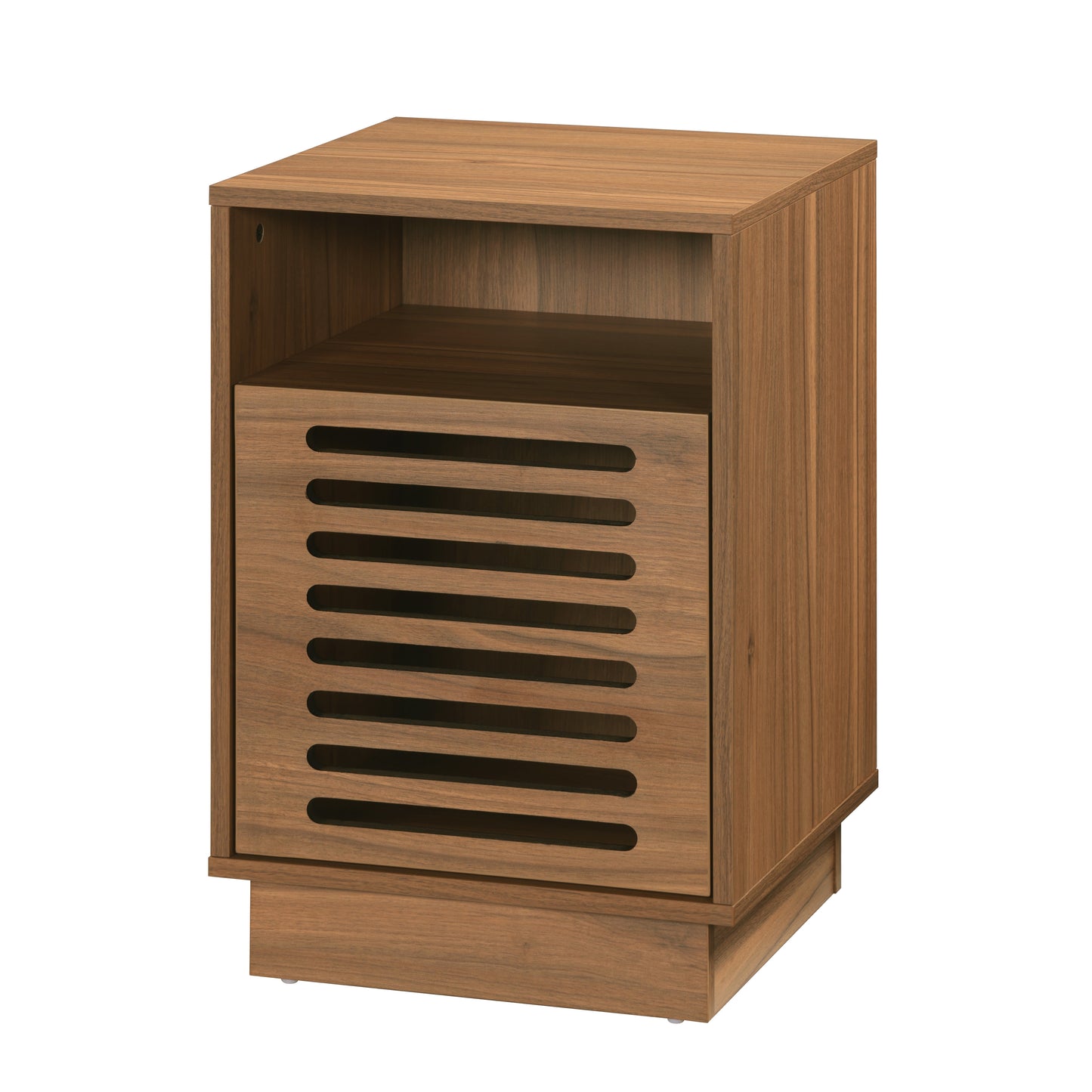 Tauris BURBANKETWAL Side Table – Walnut Finish with Slotted Door & Storage Shelves