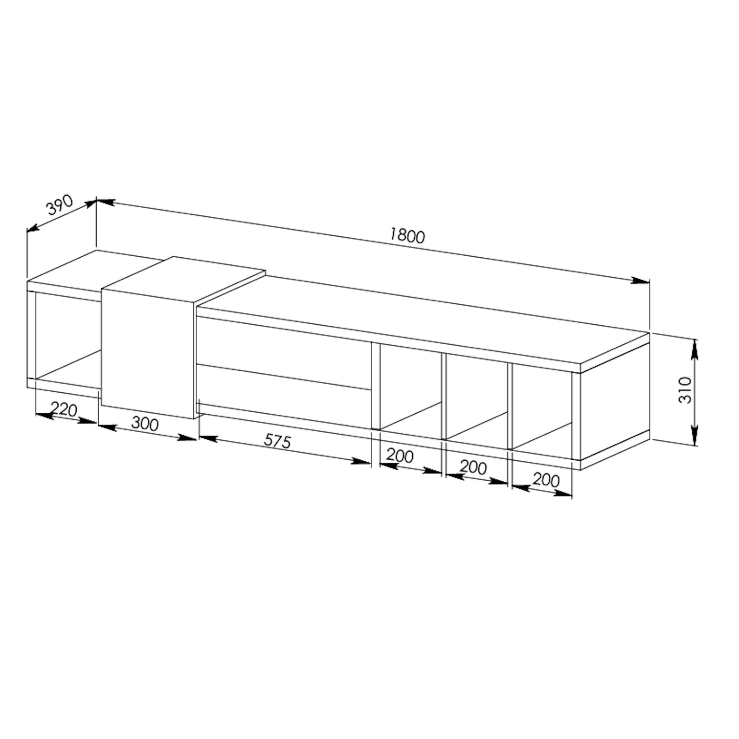 Tauris Dronus 1800 Floating Entertainment Unit, Hovering Wall Mount Cabinet White