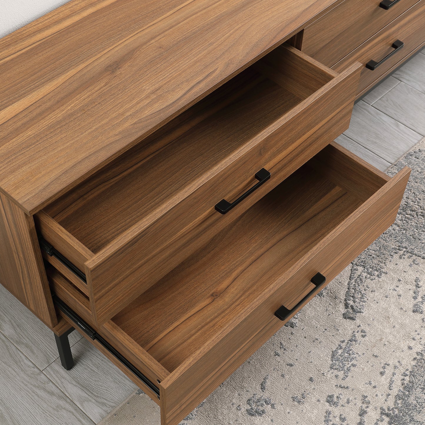 Tauris ELGIN2200WAL TV Unit – 2200mm Walnut Entertainment Cabinet with Drawers