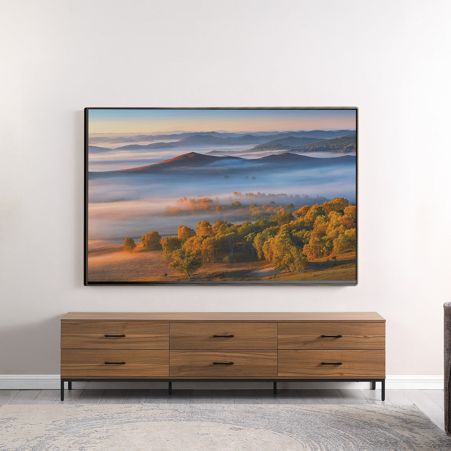 Tauris ELGIN2200WAL TV Unit – 2200mm Walnut Entertainment Cabinet with Drawers