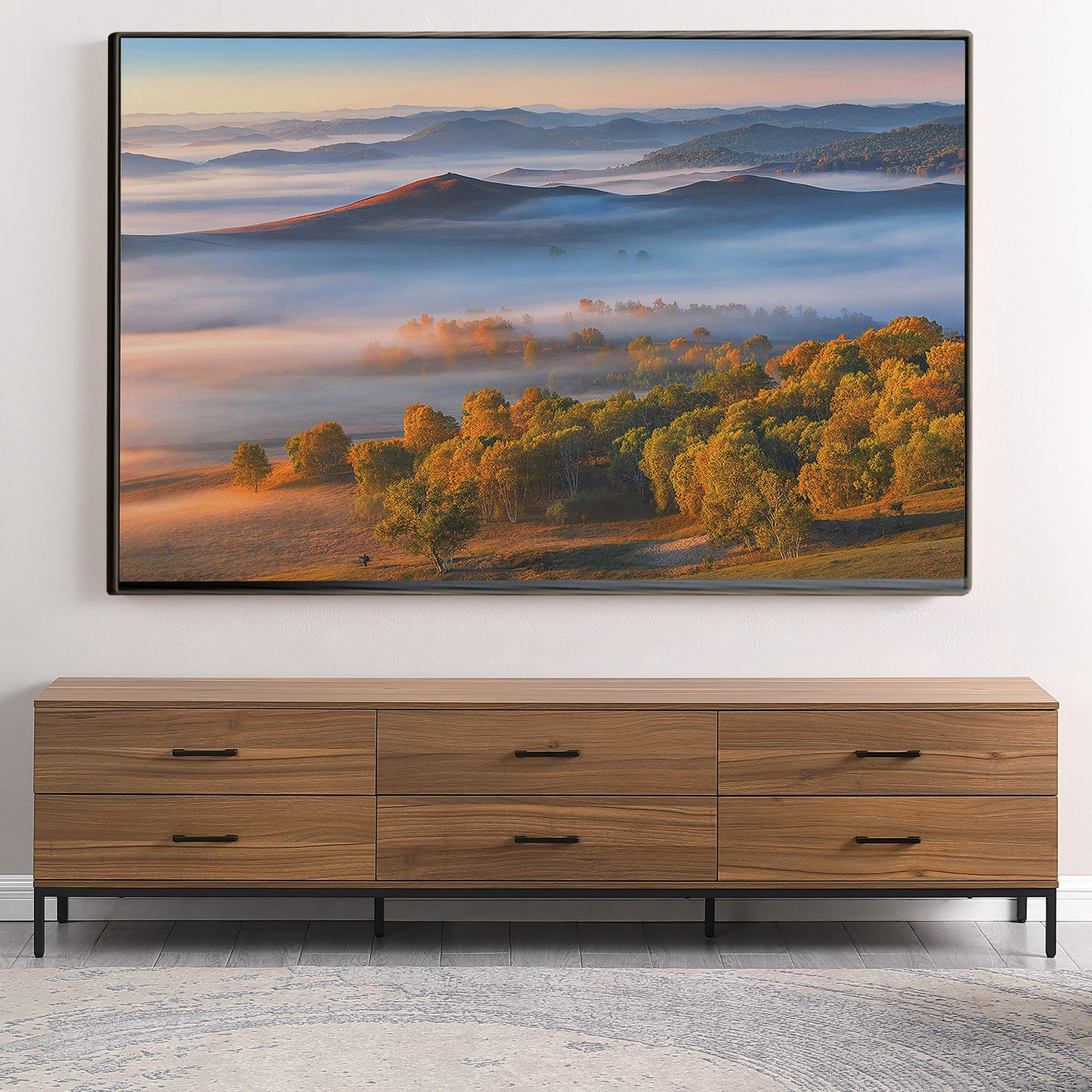 Tauris ELGIN2200WAL TV Unit – 2200mm Walnut Entertainment Cabinet with Drawers