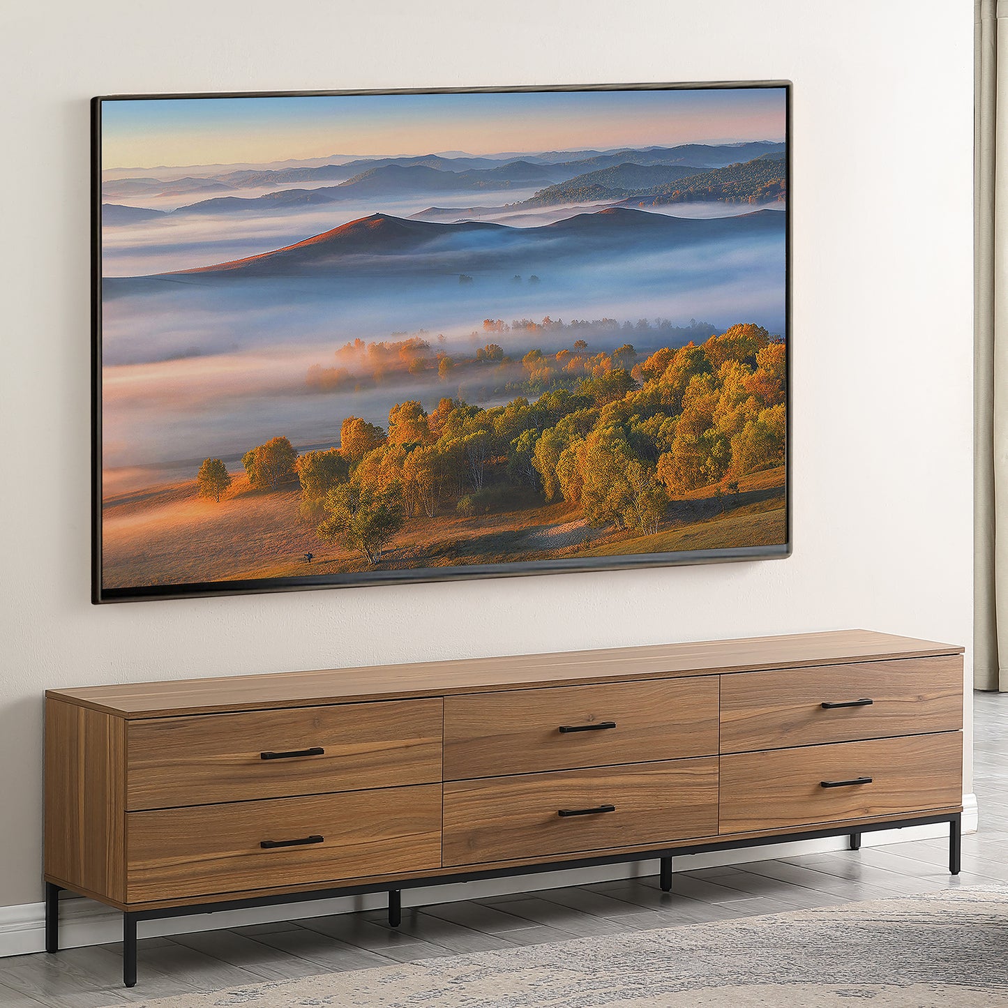 Tauris ELGIN2200WAL TV Unit – 2200mm Walnut Entertainment Cabinet with Drawers