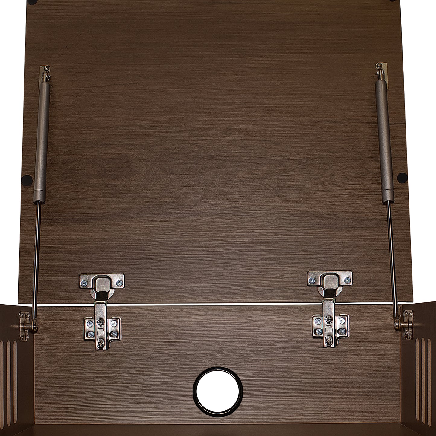 Tauris Hollywood Media Storage Cabinet, Lift Up Turntable Shelf, Vinyl Record Storage Racks, Tempered Glass, Dark Oak