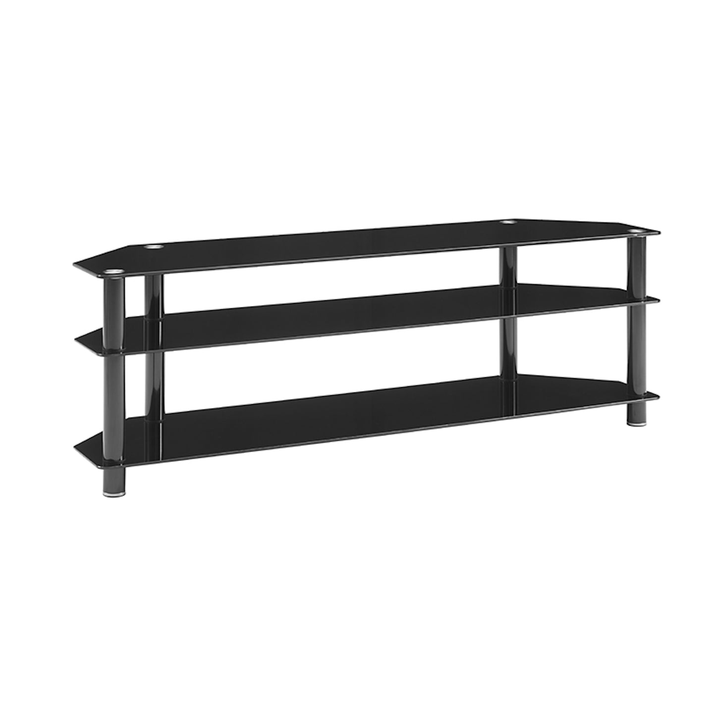 Tauris ACE Entertainment Center, TV Stand, Entertainment Unit 1500mm Tempered Glass and Steel Unit Black