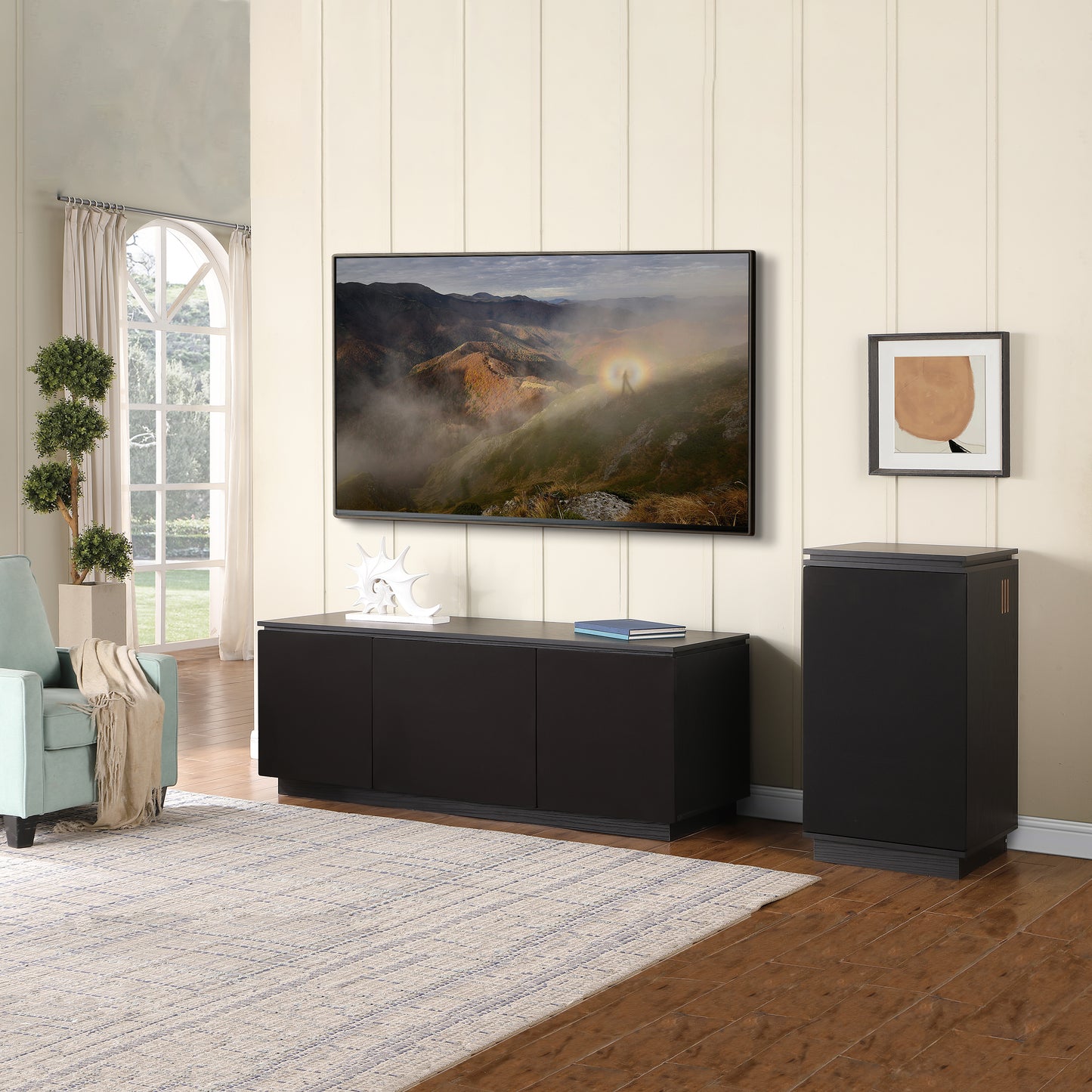 Tauris Broadway Entertainment Center, TV Cabinet, Entertainment Unit 1800mm Subwoofer Storage Black Oak