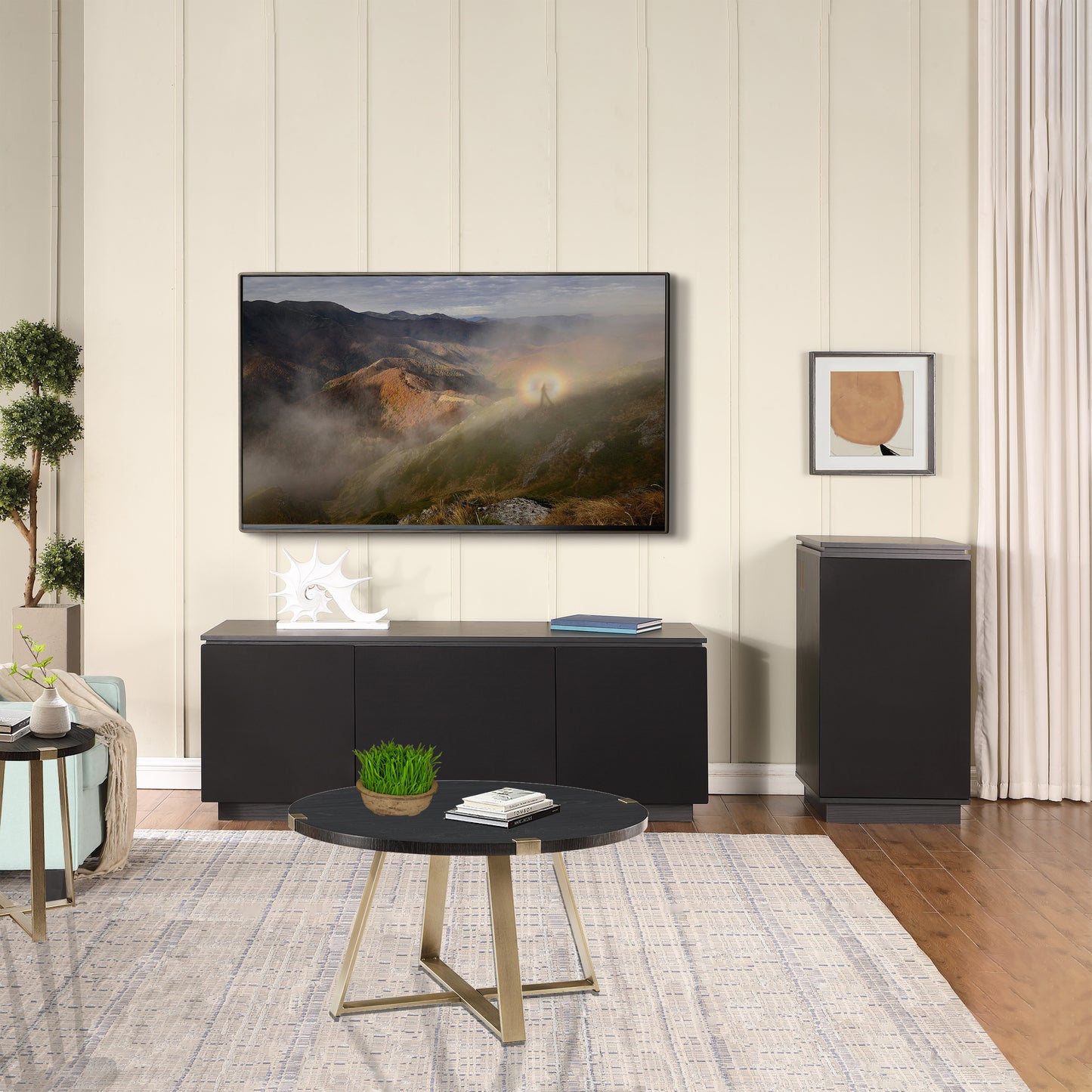 Tauris Broadway Entertainment Center, TV Cabinet, Entertainment Unit 1800mm Subwoofer Storage Black Oak