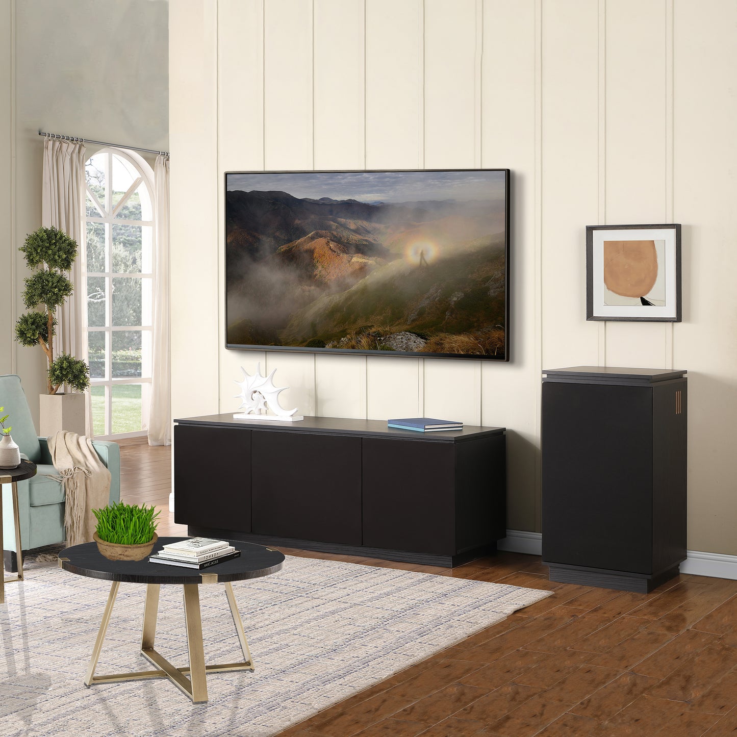 Tauris Broadway Entertainment Center, TV Cabinet, Entertainment Unit 1800mm Subwoofer Storage Black Oak