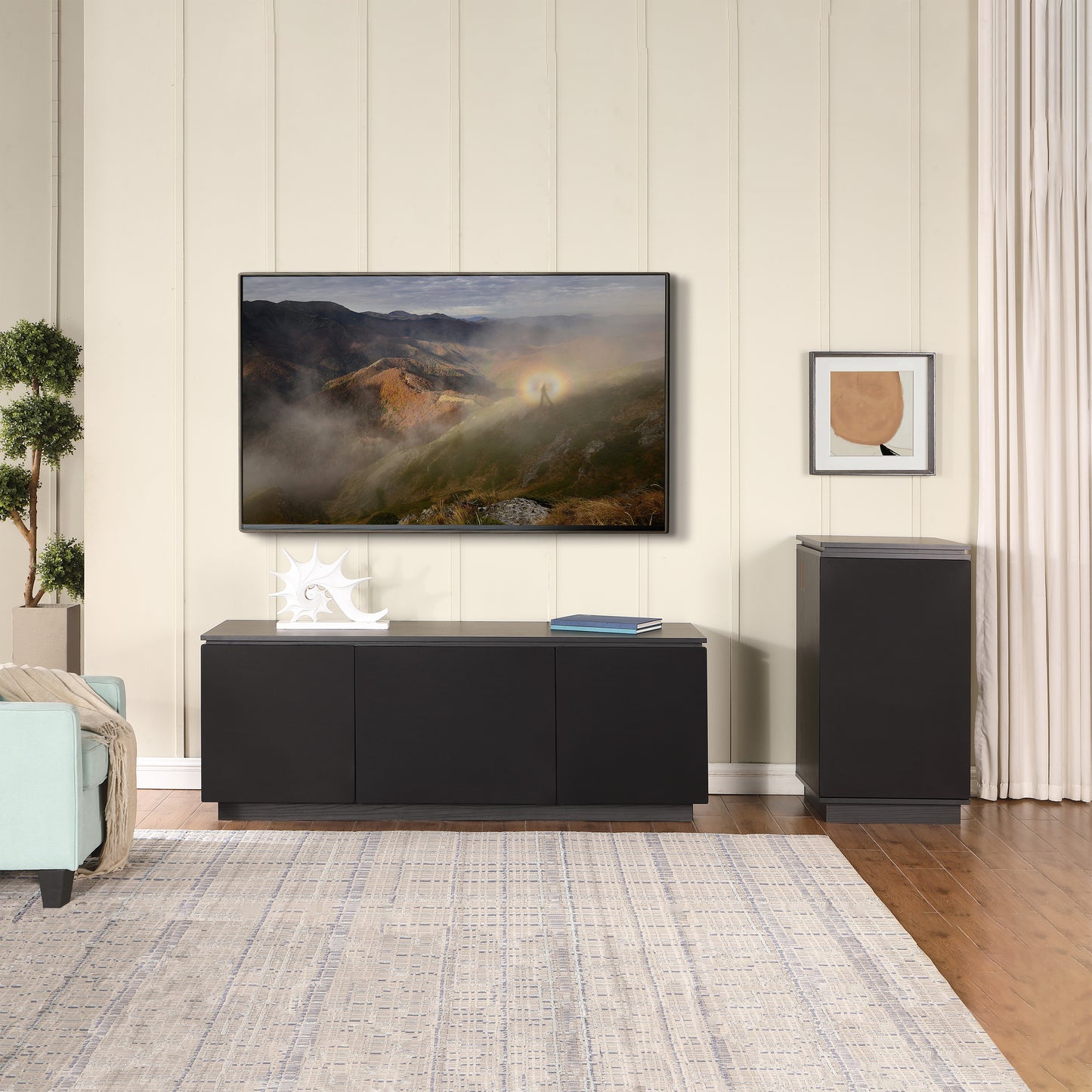 Tauris Broadway Entertainment Center, TV Cabinet, Entertainment Unit 1800mm Subwoofer Storage Black Oak