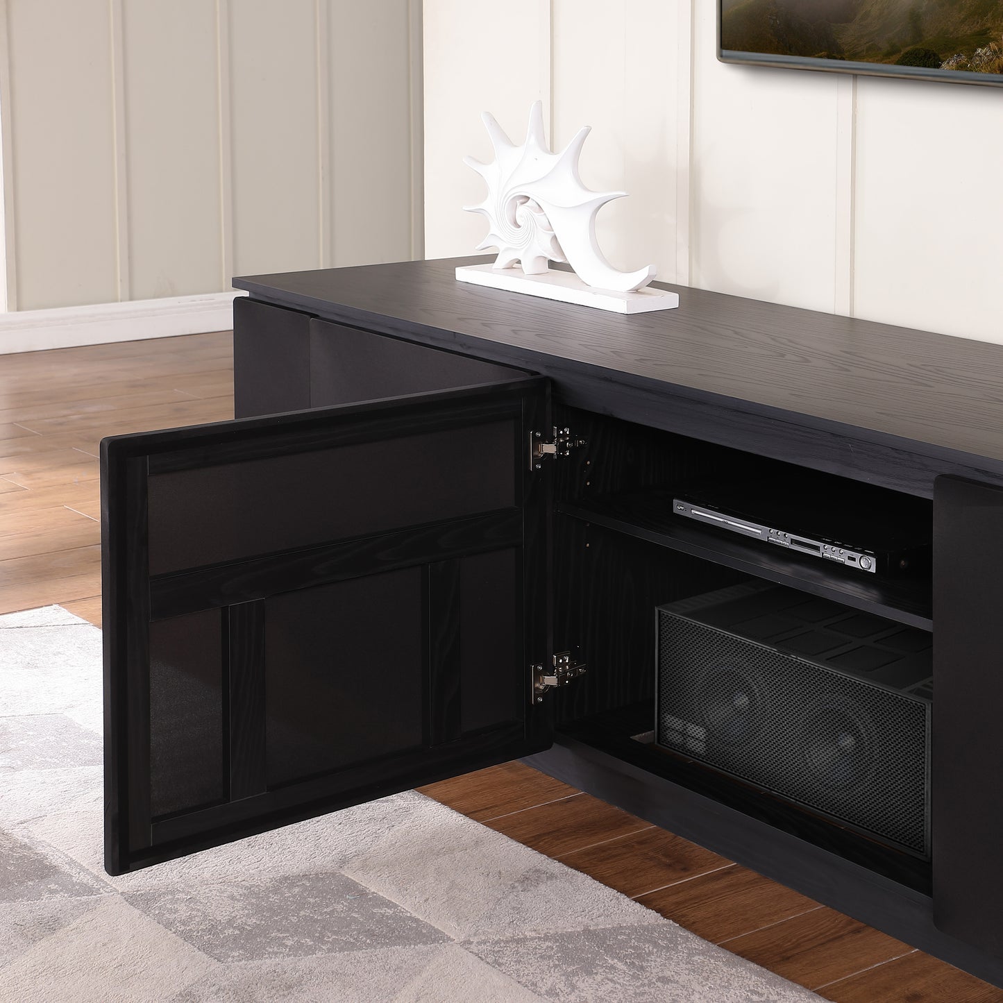 Tauris Broadway Entertainment Center, TV Cabinet, Entertainment Unit 2250mm Subwoofer Storage Black Oak