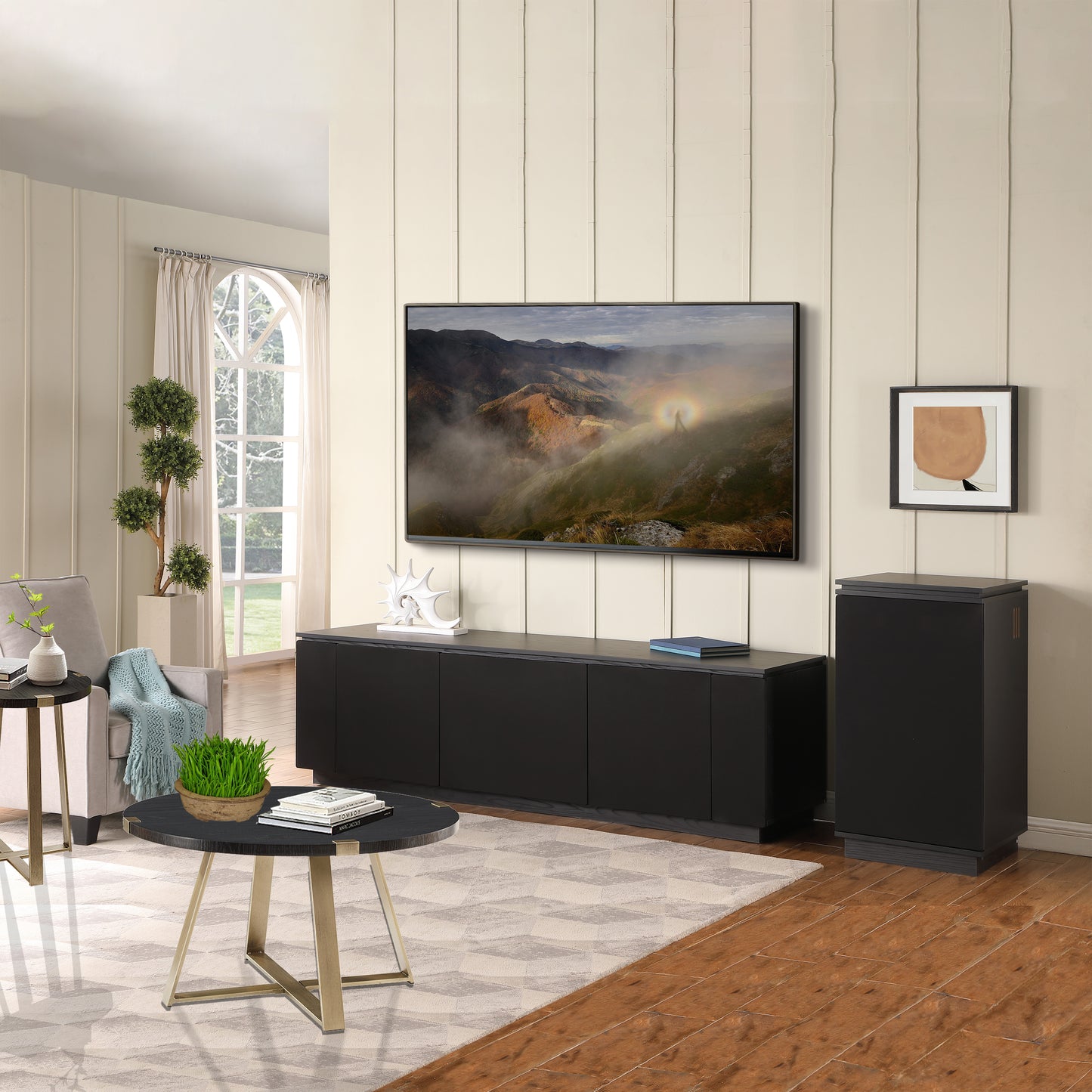 Tauris Broadway Entertainment Center, TV Cabinet, Entertainment Unit 2250mm Subwoofer Storage Black Oak