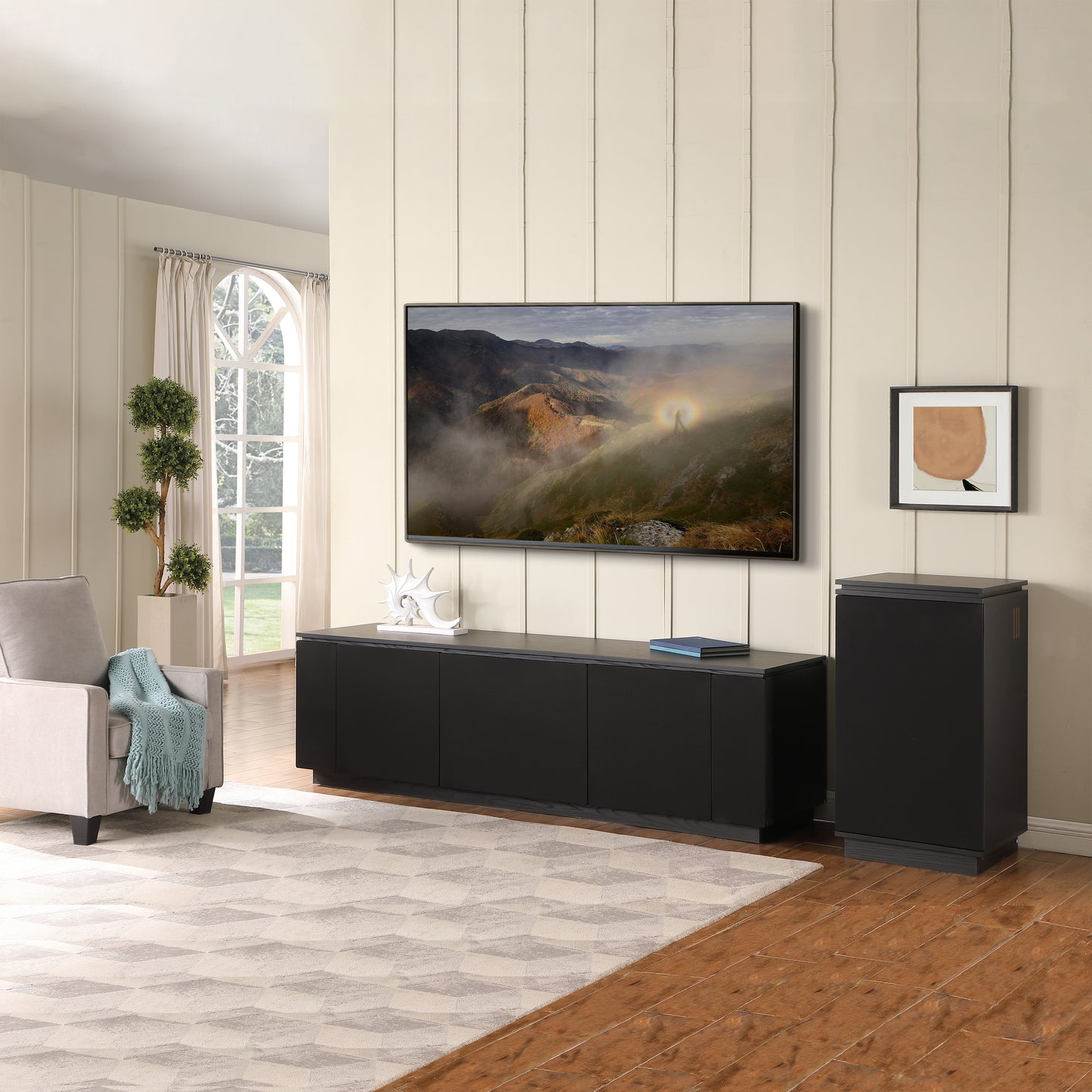 Tauris Broadway Entertainment Center, TV Cabinet, Entertainment Unit 2250mm Subwoofer Storage Black Oak
