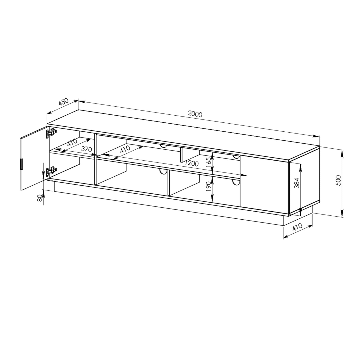Tauris Delux Entertainment Center, TV Stand, Entertainment Unit 2000mm Sound Bar Space, Two Component Spaces Dark Oak