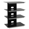 Tauris Gamma Media Storage Cabinets & Racks, Hi Fi Rack 785mm Four Open Shelves, Grey Shelf Supports Tempered Glass, Black