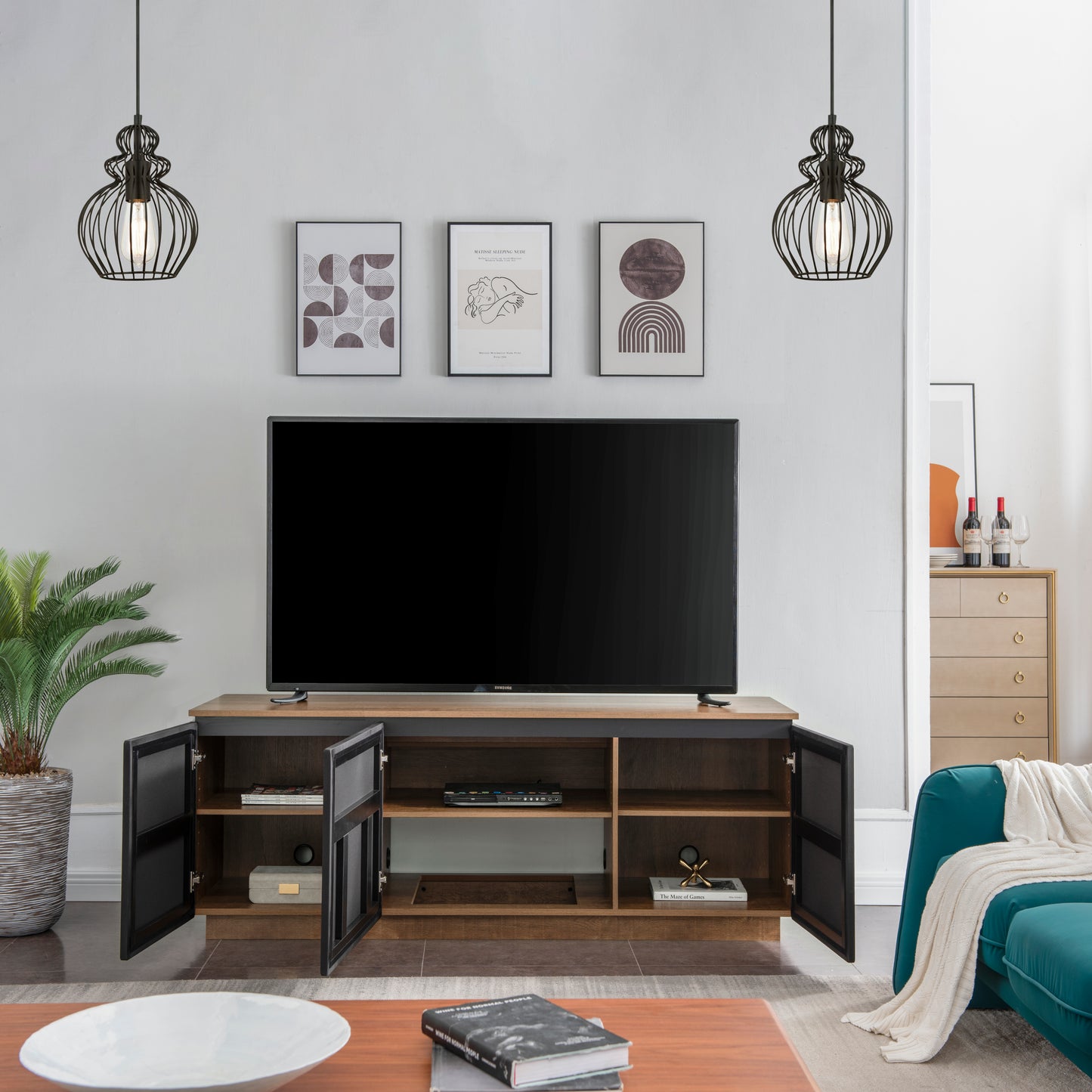 Tauris Hollywood Entertainment Center, TV Stand, Entertainment Unit 1800mm Subwoofer Storage Dark Oak