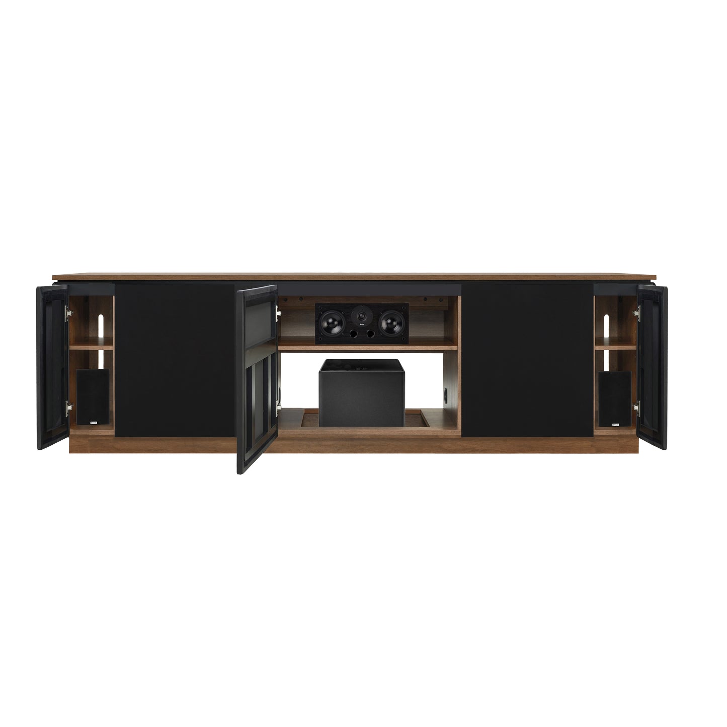 Tauris Hollywood Entertainment Center, TV Stand, Entertainment Unit 2250mm Subwoofer Storage Dark Oak