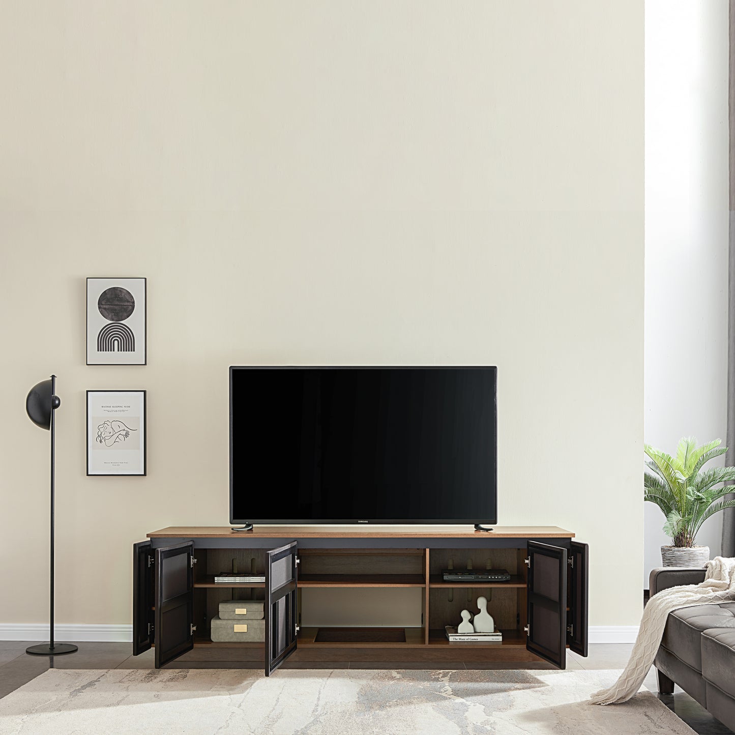 Tauris Hollywood Entertainment Center, TV Stand, Entertainment Unit 2250mm Subwoofer Storage Dark Oak