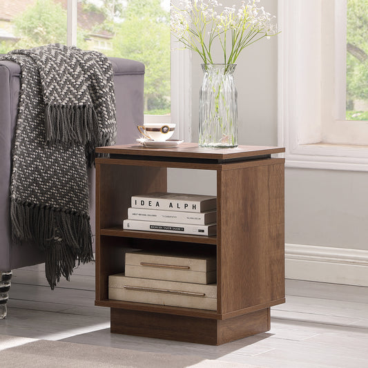 Tauris Hollywood End Table 400mm Two Open Shelves Dark Oak