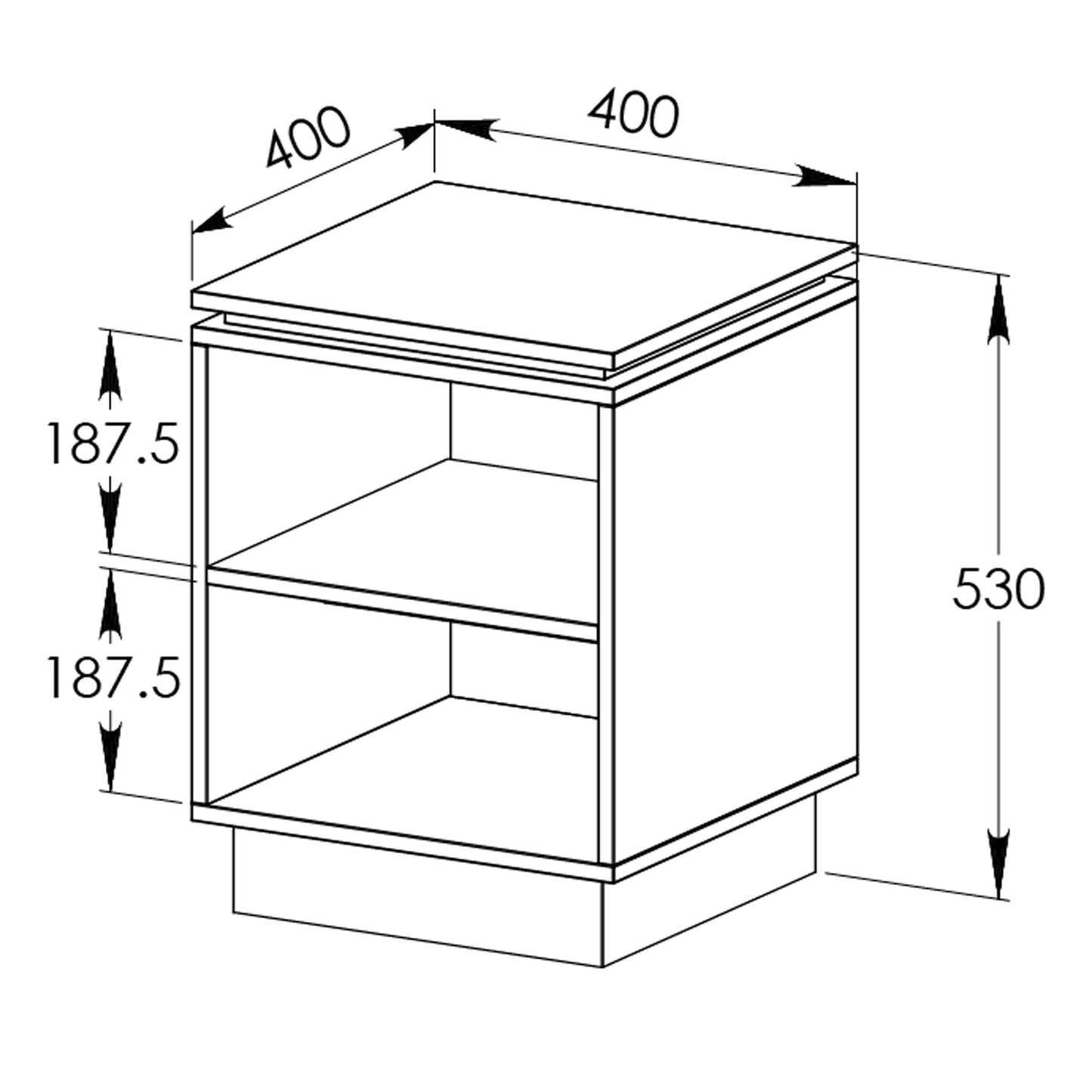 Tauris Hollywood End Table 400mm Two Open Shelves Dark Oak