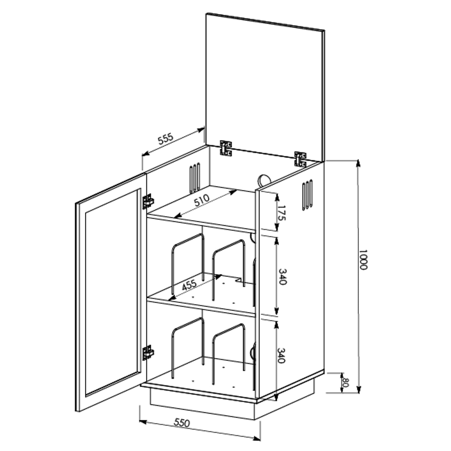 Tauris Hollywood Media Storage Cabinet, Lift Up Turntable Shelf, Vinyl Record Storage Racks, Tempered Glass, Dark Oak