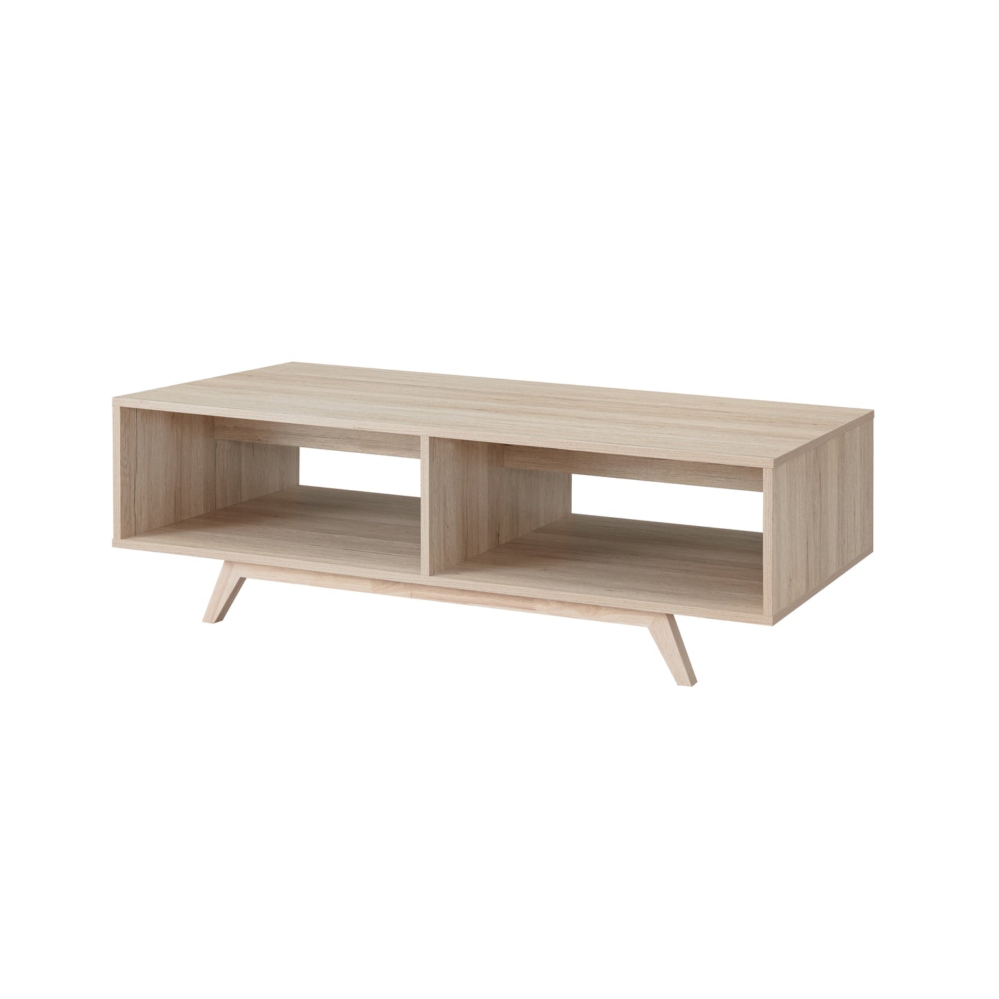 Tauris Metro Coffee Tables 1200mm Two Open Shelves, Solid Rubber Wood Legs, Oak