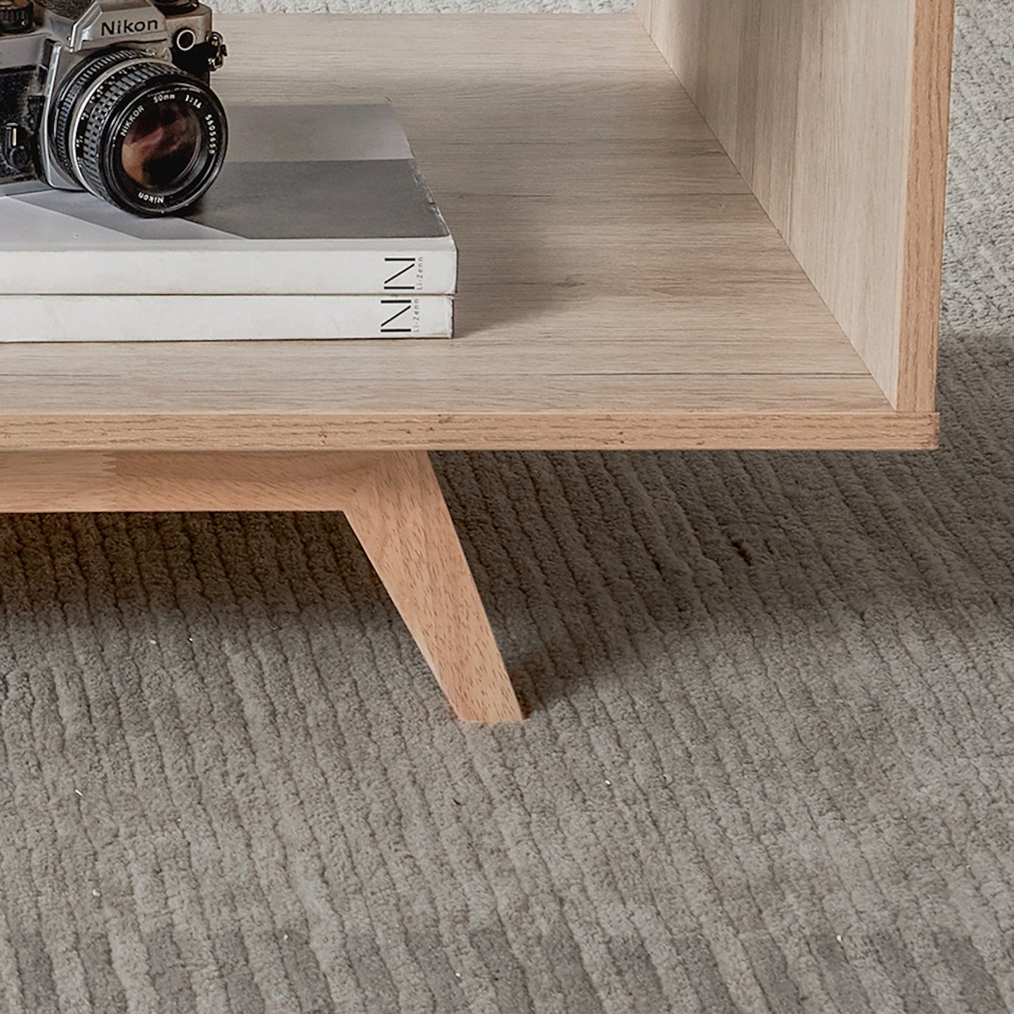 Tauris Metro Coffee Tables 1200mm Two Open Shelves, Solid Rubber Wood Legs, Oak