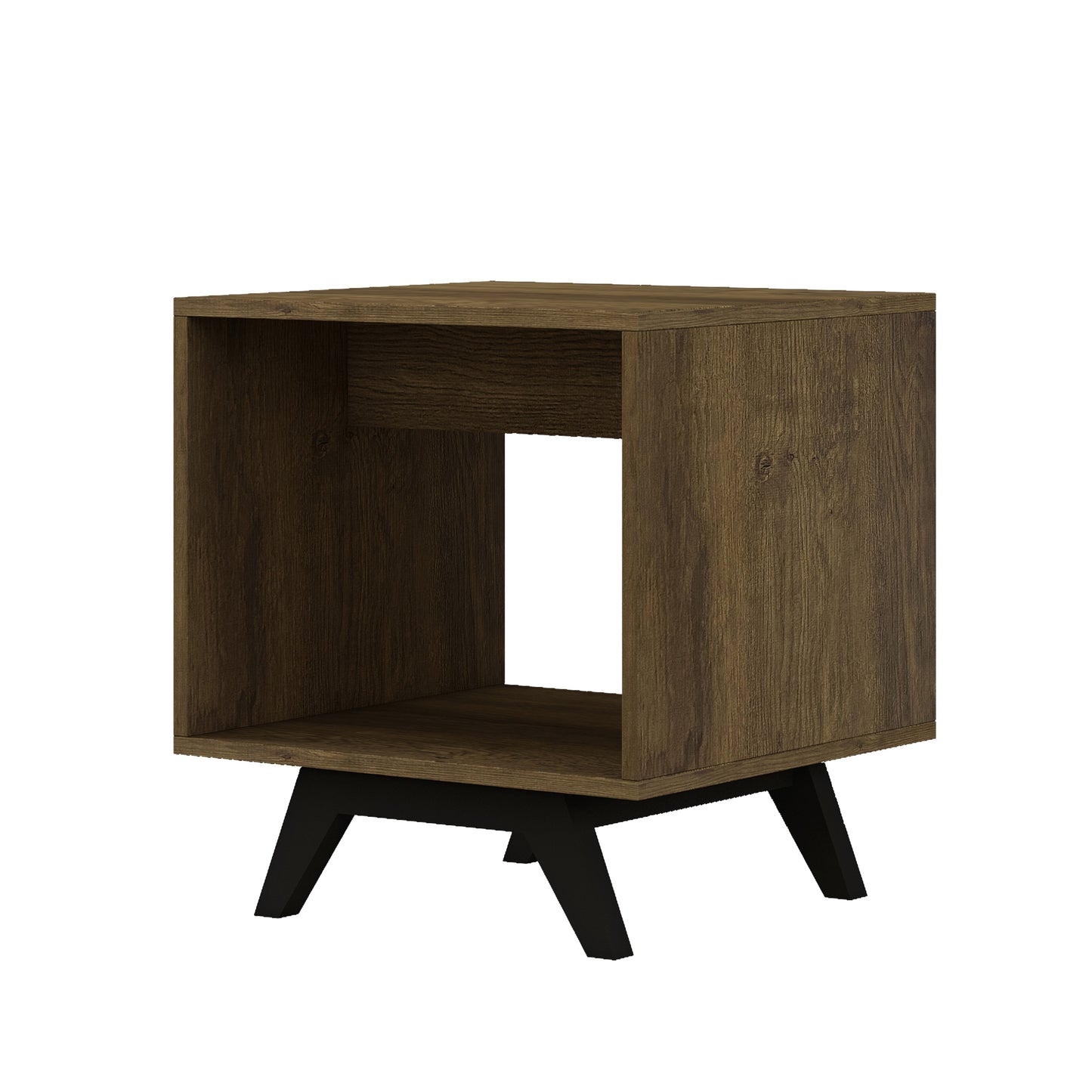 Tauris Metro End Table 450mm One Open Shelf, Solid Rubber Wood Legs, Dark Oak