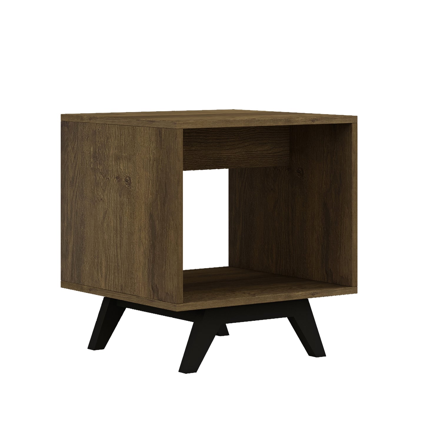 Tauris Metro End Table 450mm One Open Shelf, Solid Rubber Wood Legs, Dark Oak