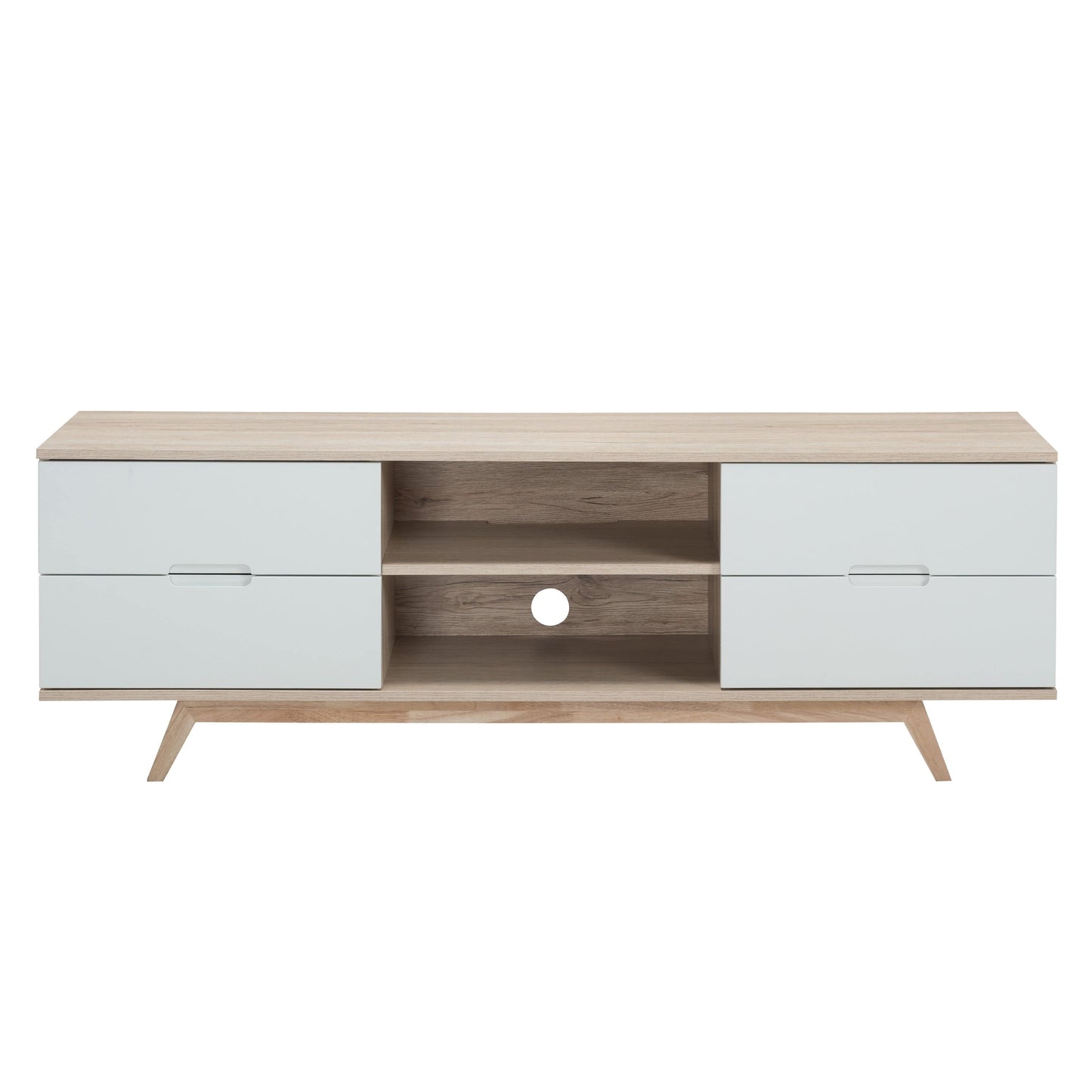 Tauris Nova Entertainment Center, TV Stand, Entertainment Unit 1500mm Scandinavian Inspired Design, Solid Rubber Wood Legs Oak