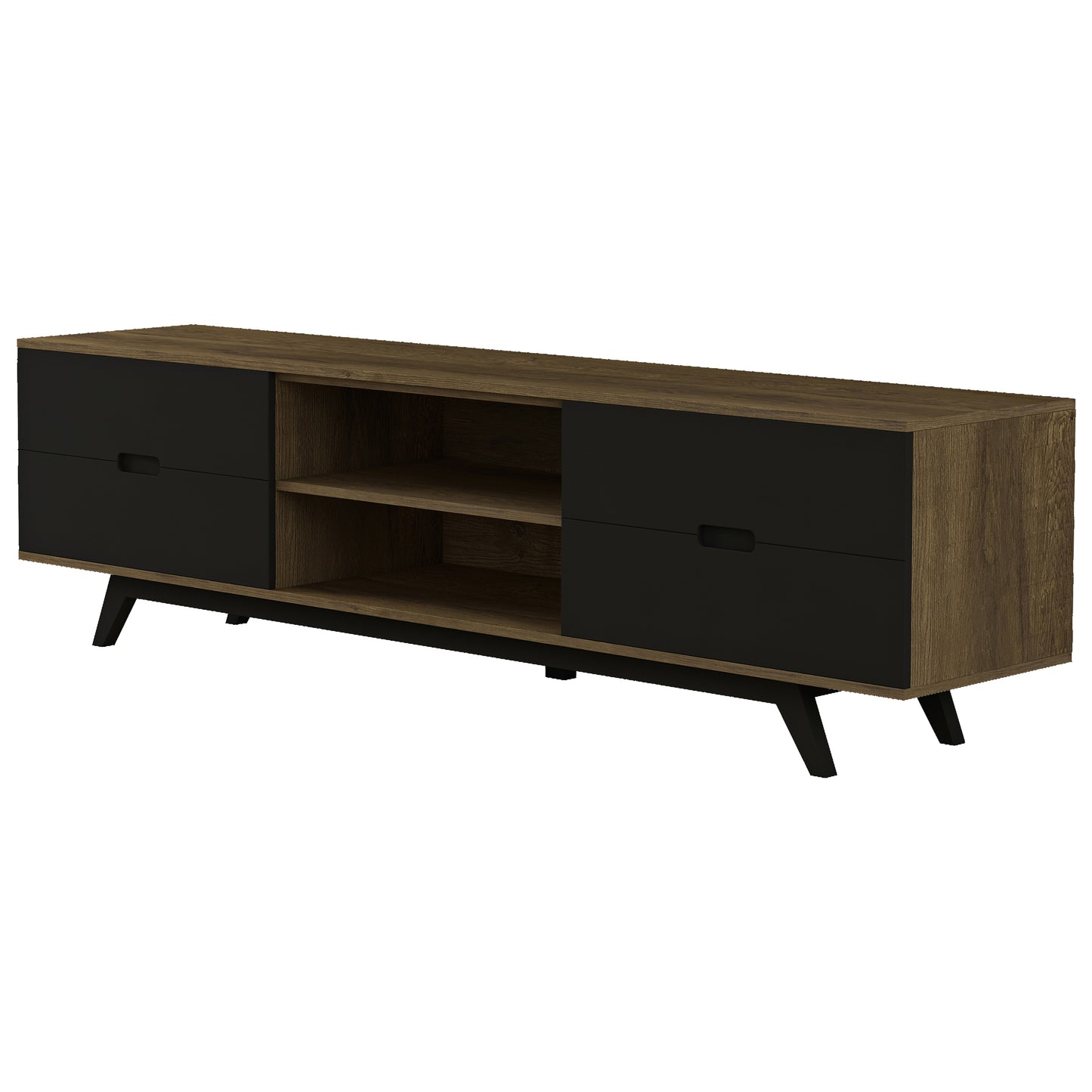 Tauris Nova Entertainment Center, TV Stand, Entertainment Unit 1800mm Scandinavian Inspired Design, Solid Rubber Wood Legs Dark Oak
