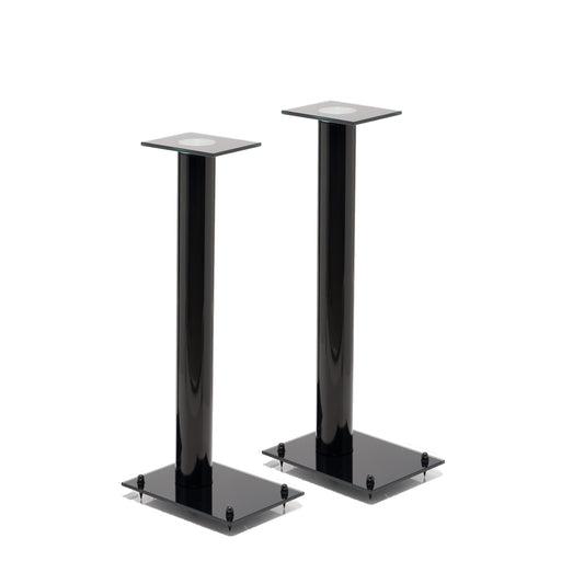 Tauris Opal SS29 Speaker Stand Pair 736mm Tempered Glass Base, Gloss Leg, Pair, Black
