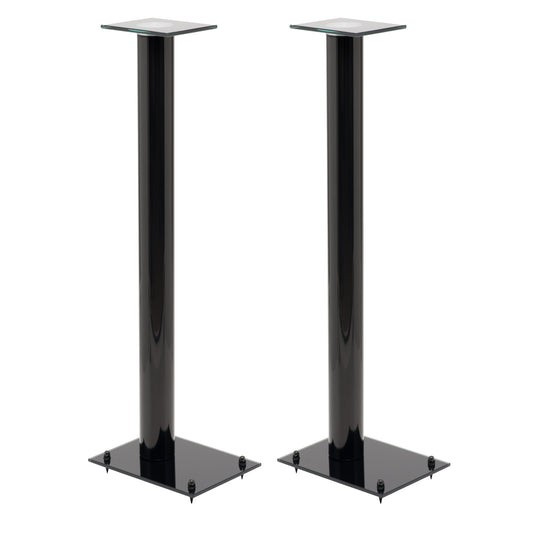 Tauris Opal SS38 Speaker Stand Pair 965mm Tempered Glass Base, Gloss Leg, Pair, Black