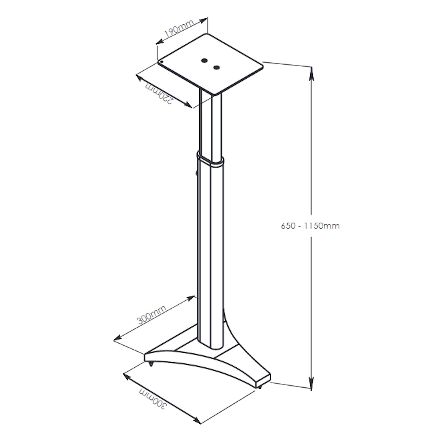 Tauris SP148A Speaker Stand Pair 1150mm Adjustable Height Black