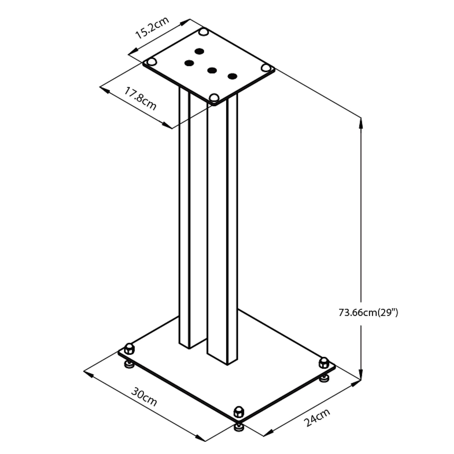 Tauris SP199-29 Speaker Stand Pair 737mm Semi Gloss Metal Speaker Stands Black