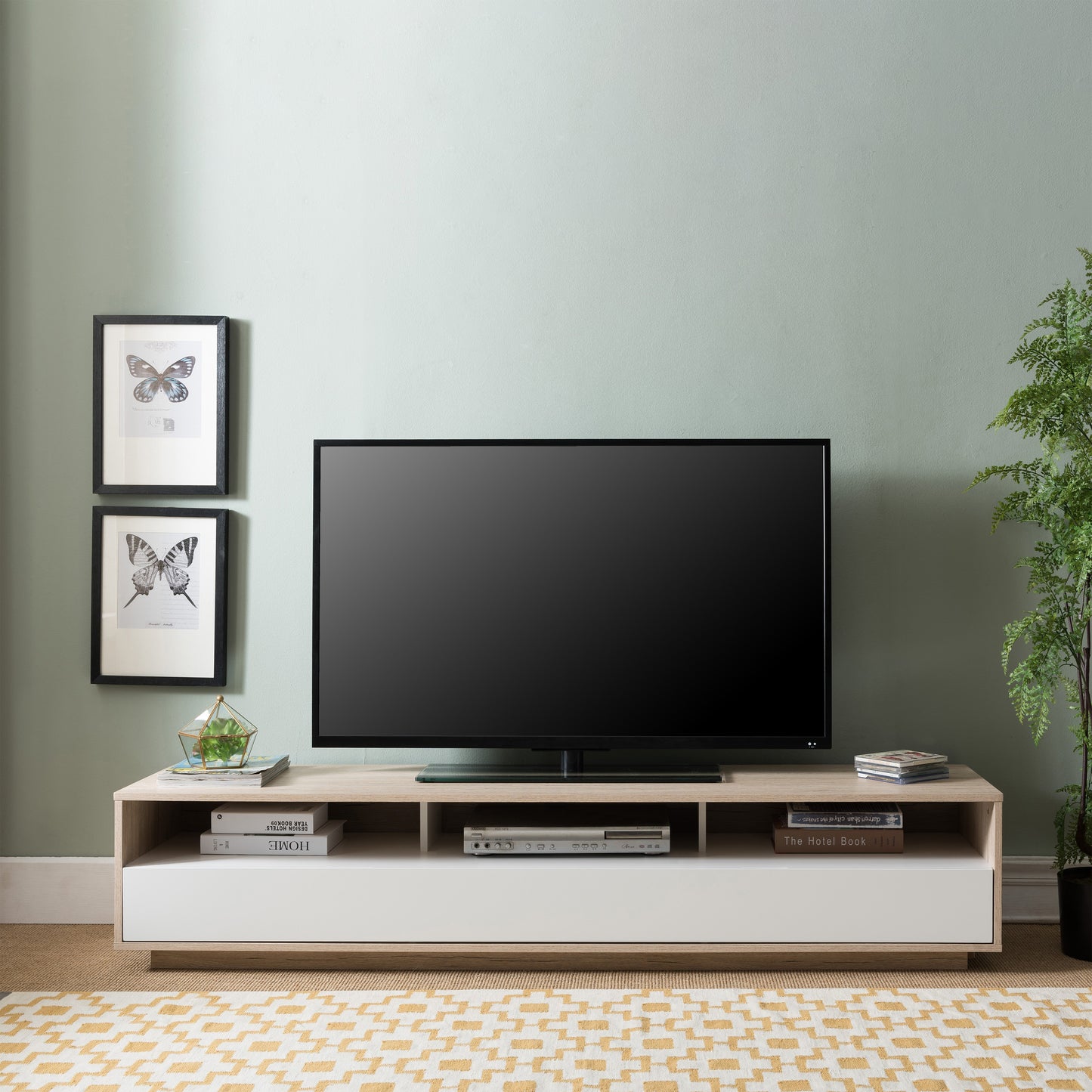 Tauris Suave Entertainment Center, TV Cabinet, Entertainment Unit 1800mm Low Line, Sound Bar Shelf, Oak