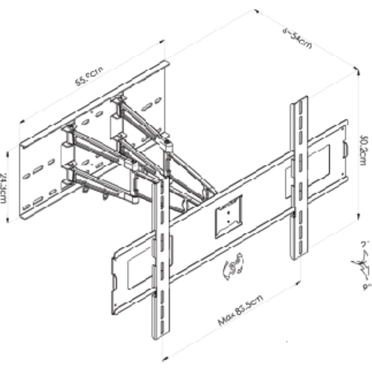 Tauris TV & Monitor Mounts Dual Arm Articulated Bracket 800x500 Mount 65kg Max Weight Capacity Black