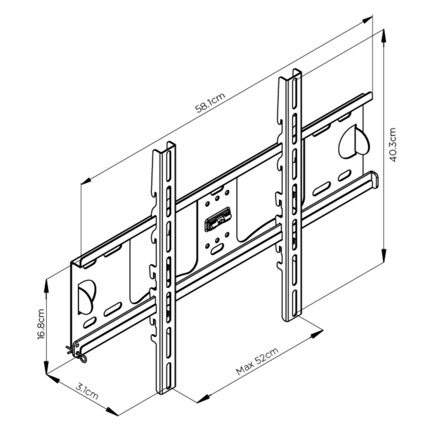 Tauris TV & Monitor Mounts Fixed Wall Mount Bracket 500x400 Mount 40kg Max Weight Capacity Black