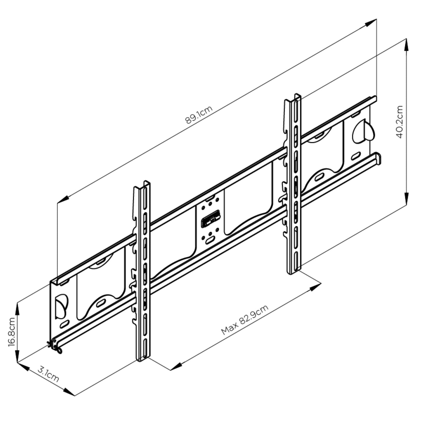 Tauris TV & Monitor Mounts Fixed Wall Mount Bracket 800x400 Mount 75kg Max Weight Capacity Black
