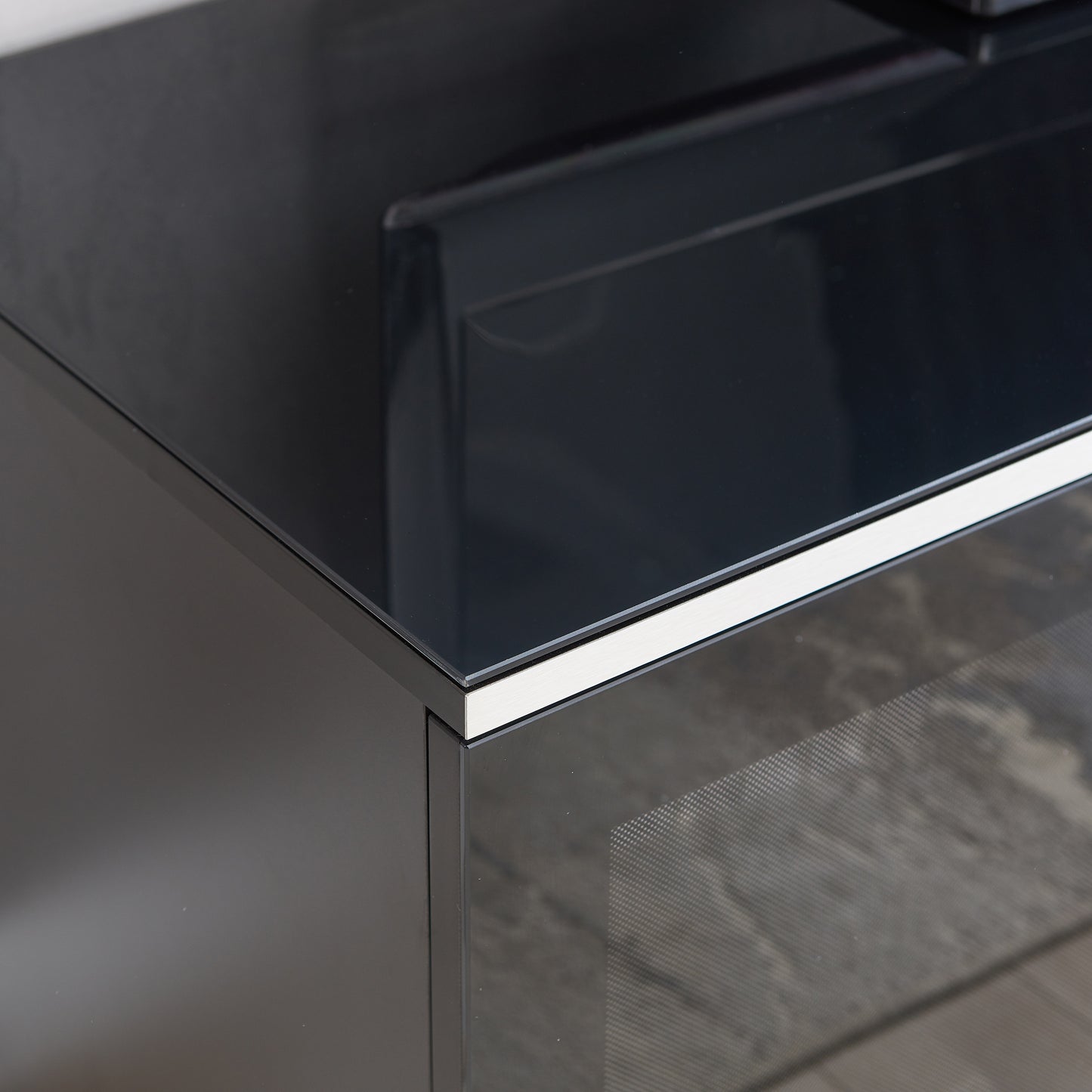Tauris Titan Entertainment Center, TV Cabinet, Entertainment Unit 1500mm Two Component Spaces Tempered Glass, Black