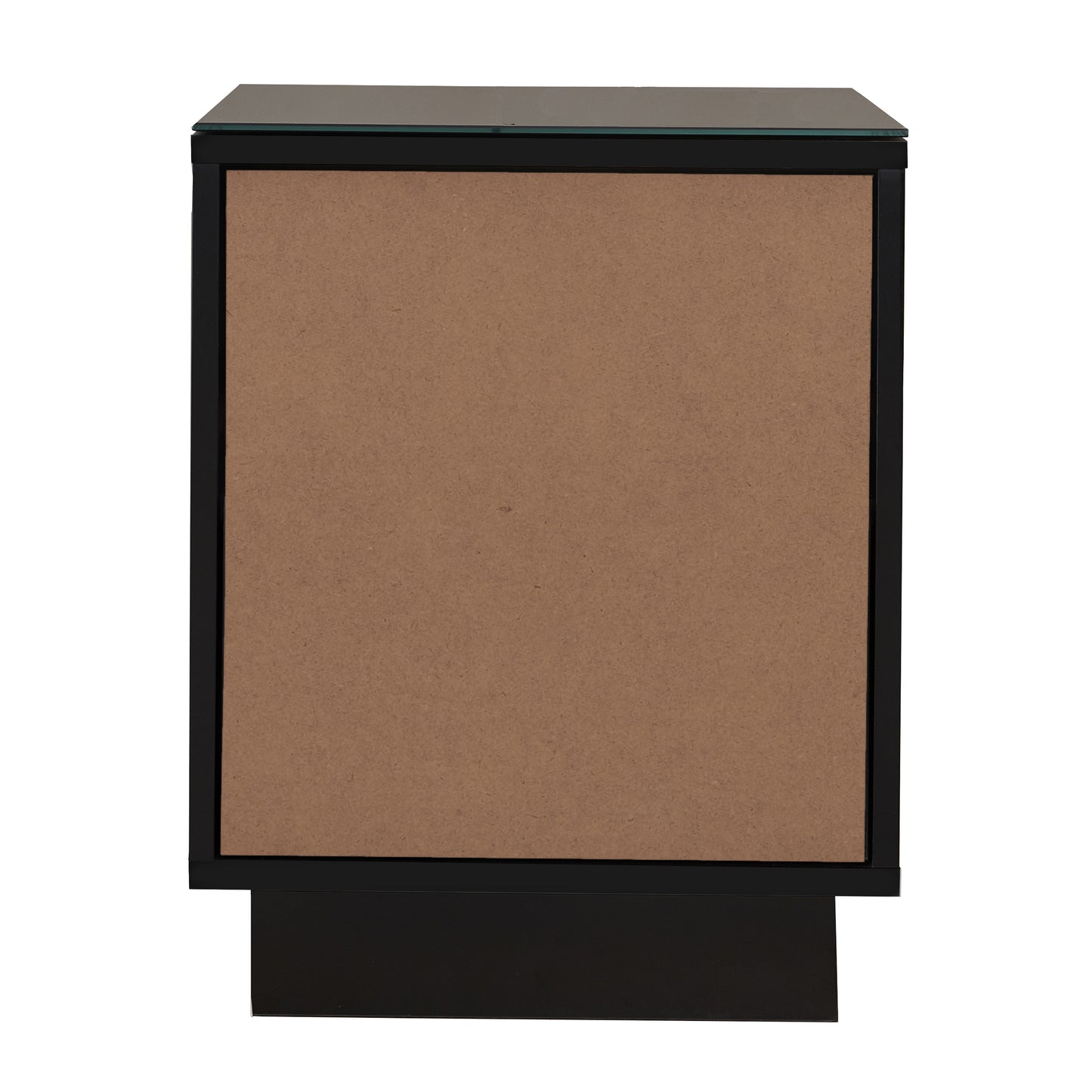 Tauris Titan End Table 400mm Glass Front Drawer Tempered Glass Top, Black