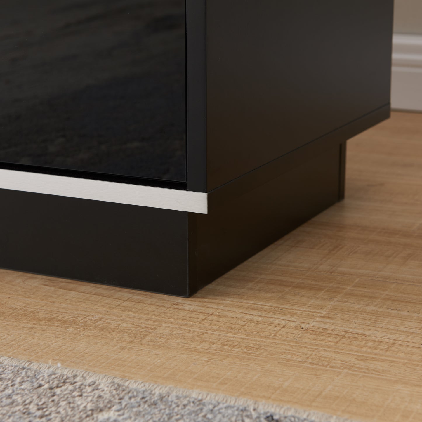 Tauris Titan End Table 400mm Glass Front Drawer Tempered Glass Top, Black