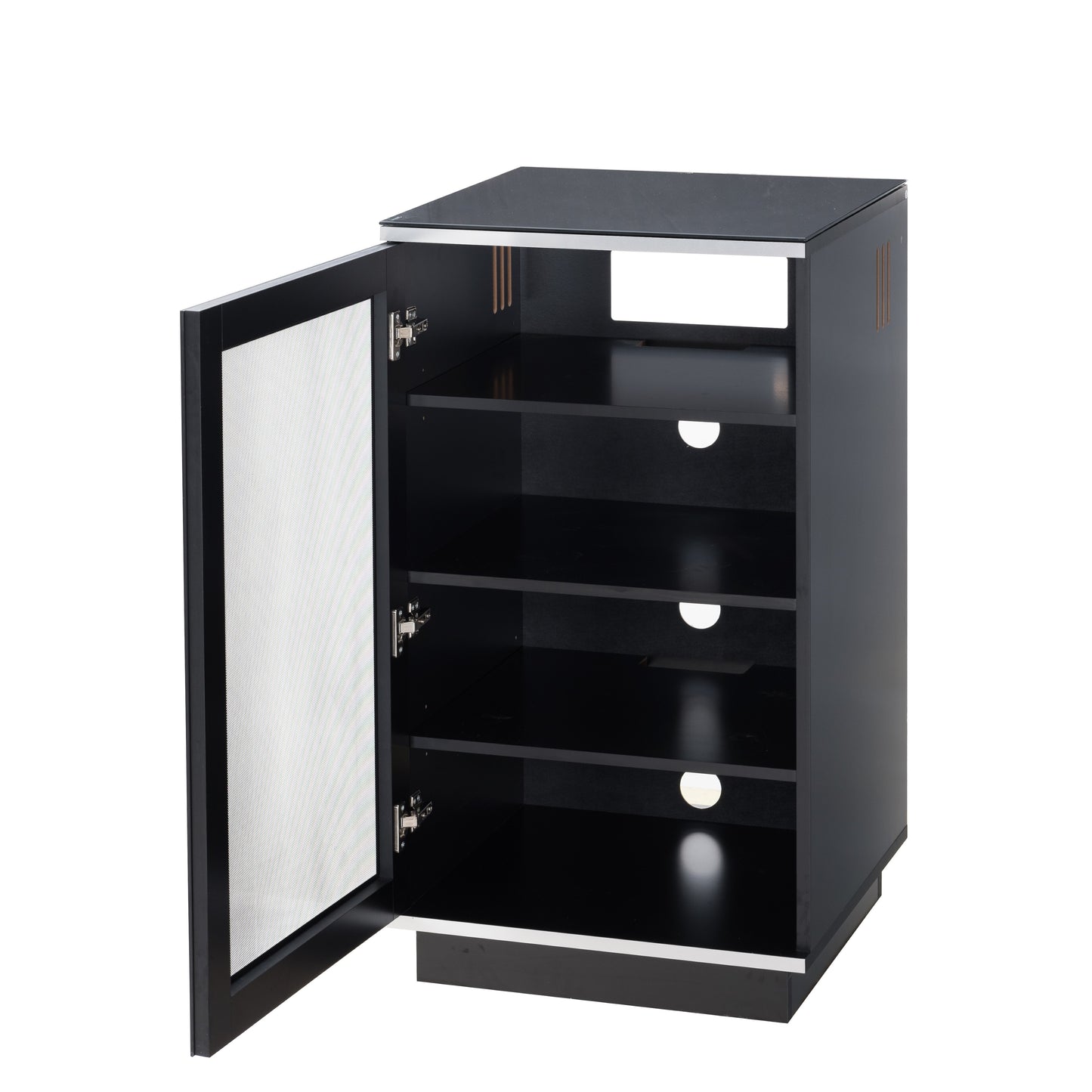 Tauris Titan Media Storage Cabinet, Hi Fi Cabinet, Tempered Glass Door, Black