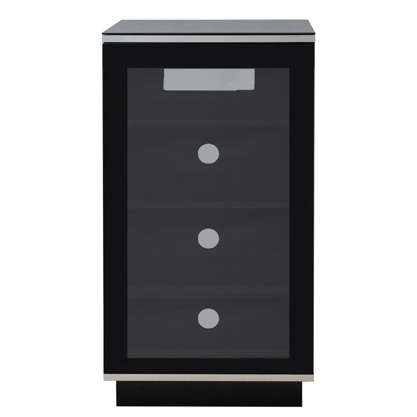 Tauris Titan Media Storage Cabinet, Hi Fi Cabinet, Tempered Glass Door, Black