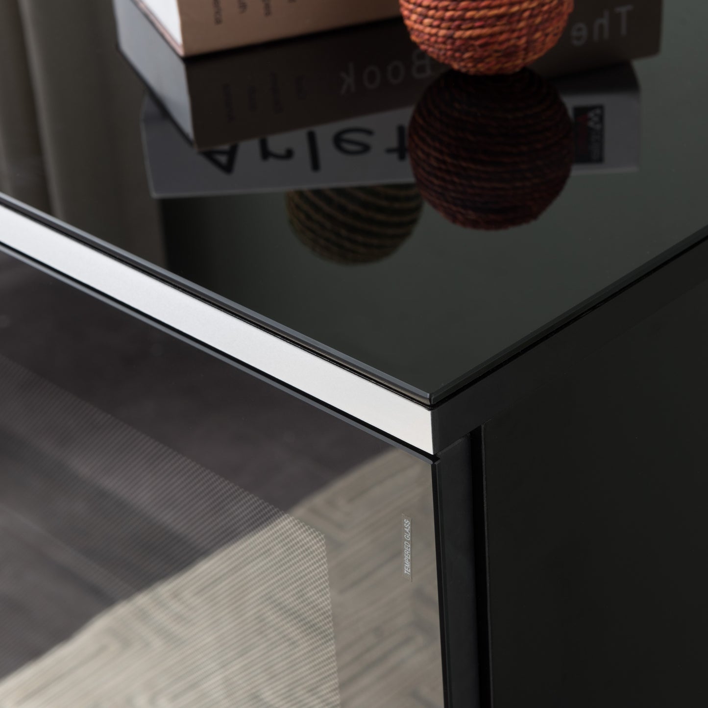 Tauris Titan Media Storage Cabinet, Hi Fi Cabinet, Tempered Glass Door, Black