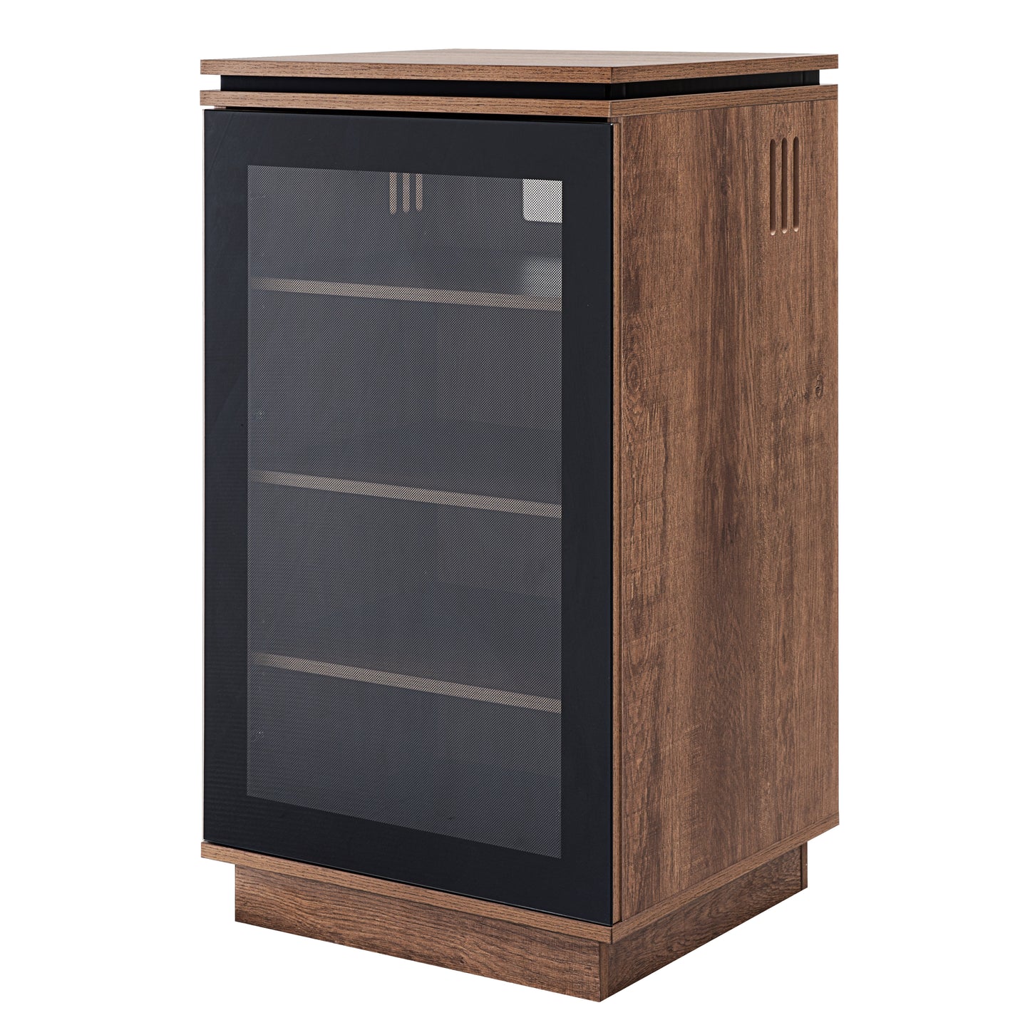 Tauris Titan Media Storage Cabinet, Hi Fi Cabinet, Tempered Glass Door, Dark Oak