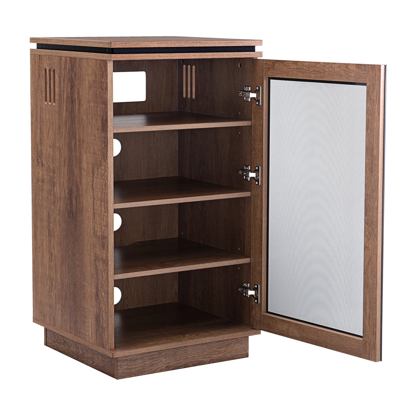 Tauris Titan Media Storage Cabinet, Hi Fi Cabinet, Tempered Glass Door, Dark Oak