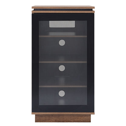 Tauris Titan Media Storage Cabinets & Racks, Hi Fi Cabinet 1000mm Two Adjustable Shelves, Glass Door Tempered Glass, Dark Oak